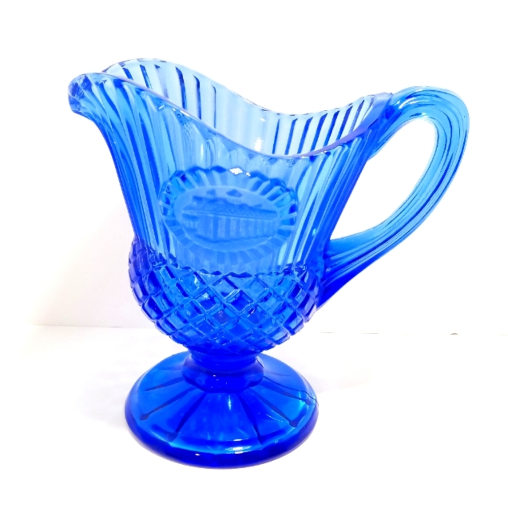 Avon Fostoria Cobalt Blue Pitcher Vintage Mt Vernon Image